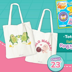 Yeay! Totebag Teman Bumil Gambar Pak Pukat dan Bu Pukat Siap Dibawa Pulang