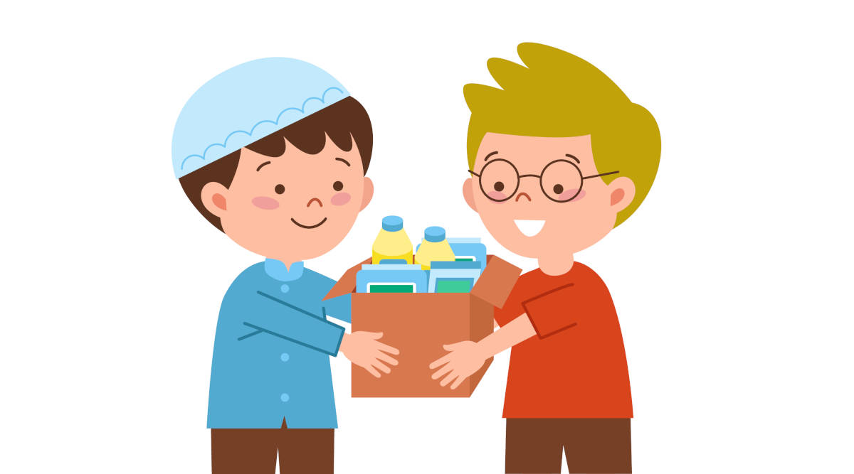 Ilustrasi anak memberikan donasi